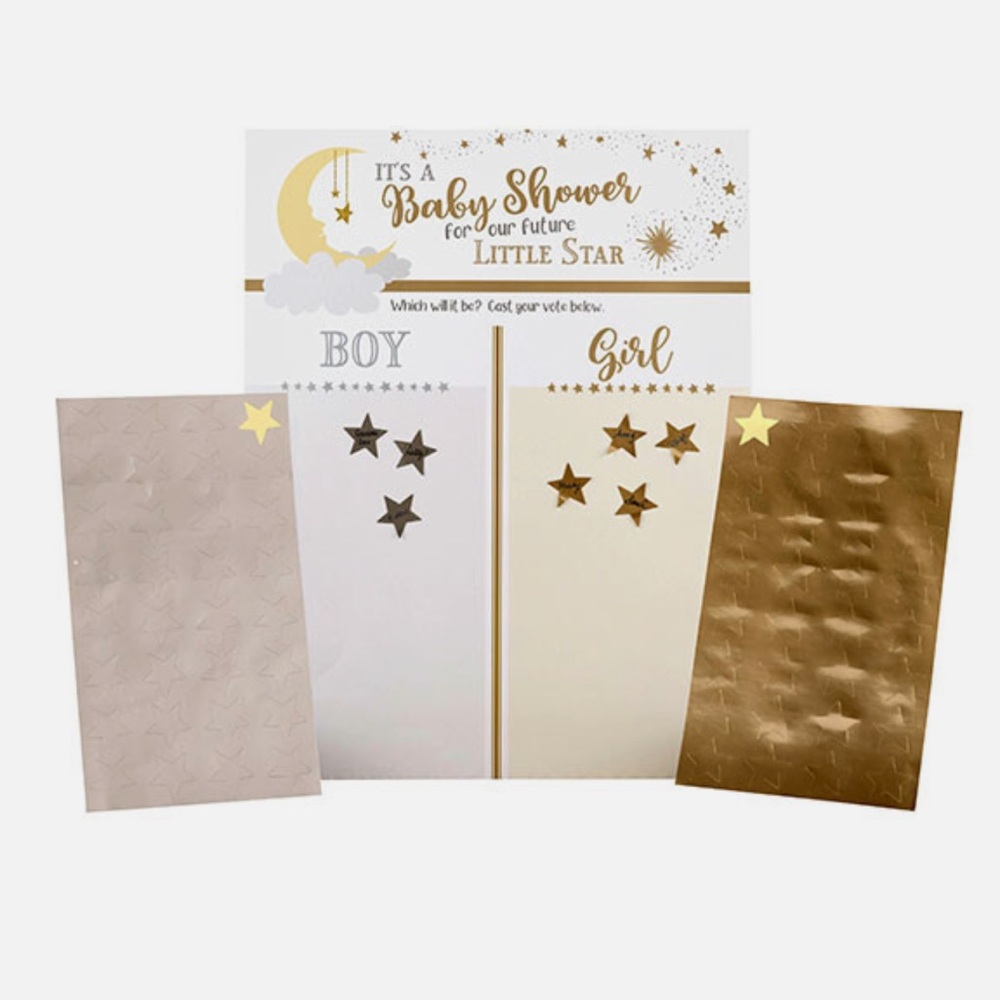 Baby Shower Gender Reveal Voting Board - Gold and Silver